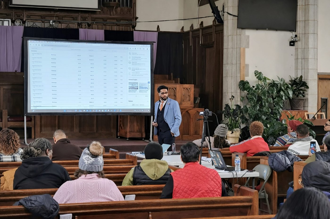 Workshop presentation at a church venue
